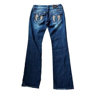 NWT Miss Me Womens 29 X 34" Low‎ Rise Boot Embellished Angel Wings Jeans Read